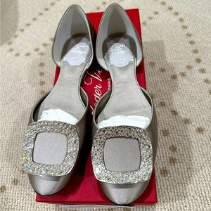 Roger Vivier Crystal Buckle Satin Ballerinas